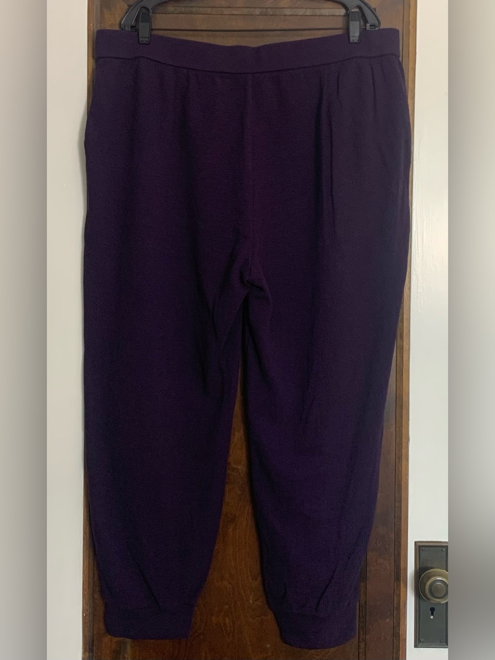 Eileen Fisher Waffle Cotton Blend Doubleknit Jogger Pant Aubergine 1X Excellent - Picture 3 of 5